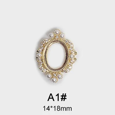 10pcs/lot Beauty Baroque Frame 3D Alloy Nail Art Zircon Pearl Metal Manicure Nails Accessories DIY Nail Decorations Nail Charms