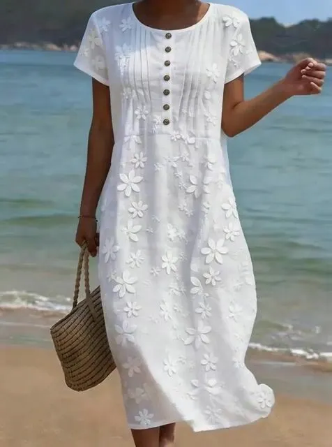 Women'S Casual Button-Down Vacation Dress 