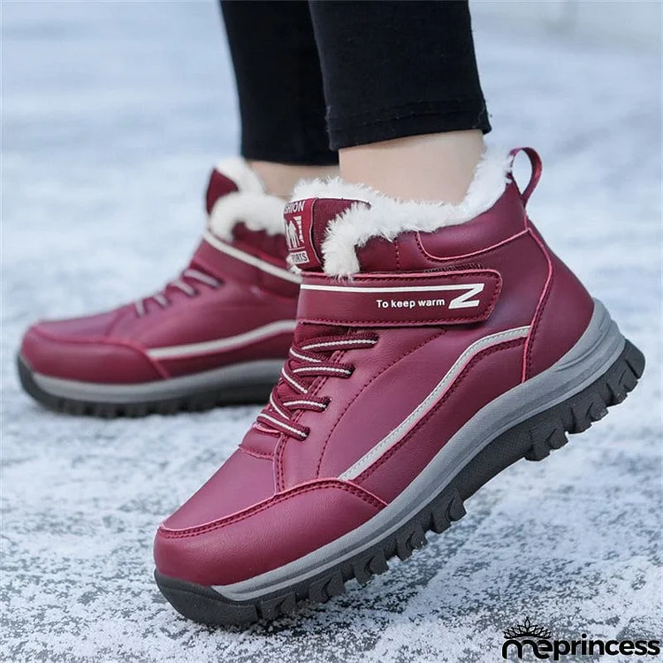 Winter Warm Plush Round Toe TPR Sole Women Snow Boots for Walking