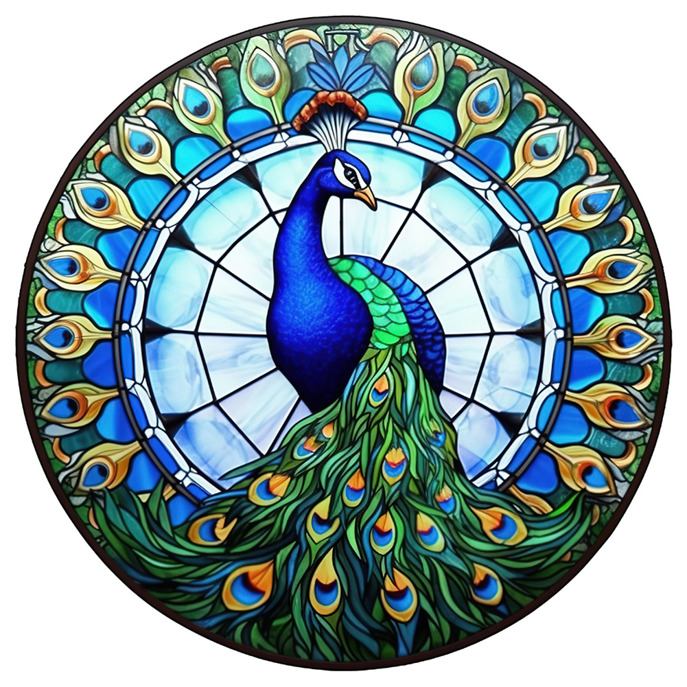 Animal Peacock Glass Painting 30*30cm(canvas) full round drill diamond painting
