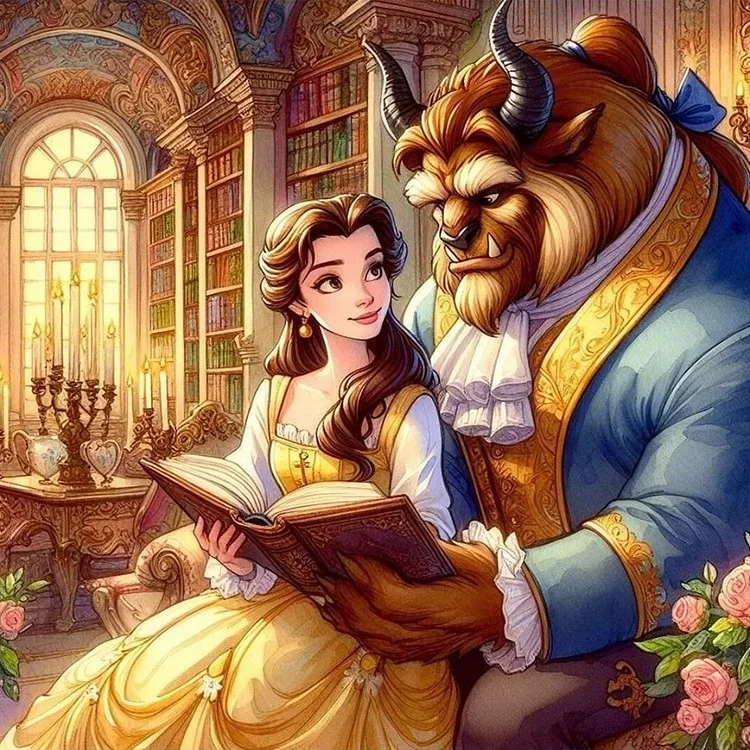 Beauty And The Beast 40*40CM (Canvas) Full Round Drill Diamond Painting gbfke