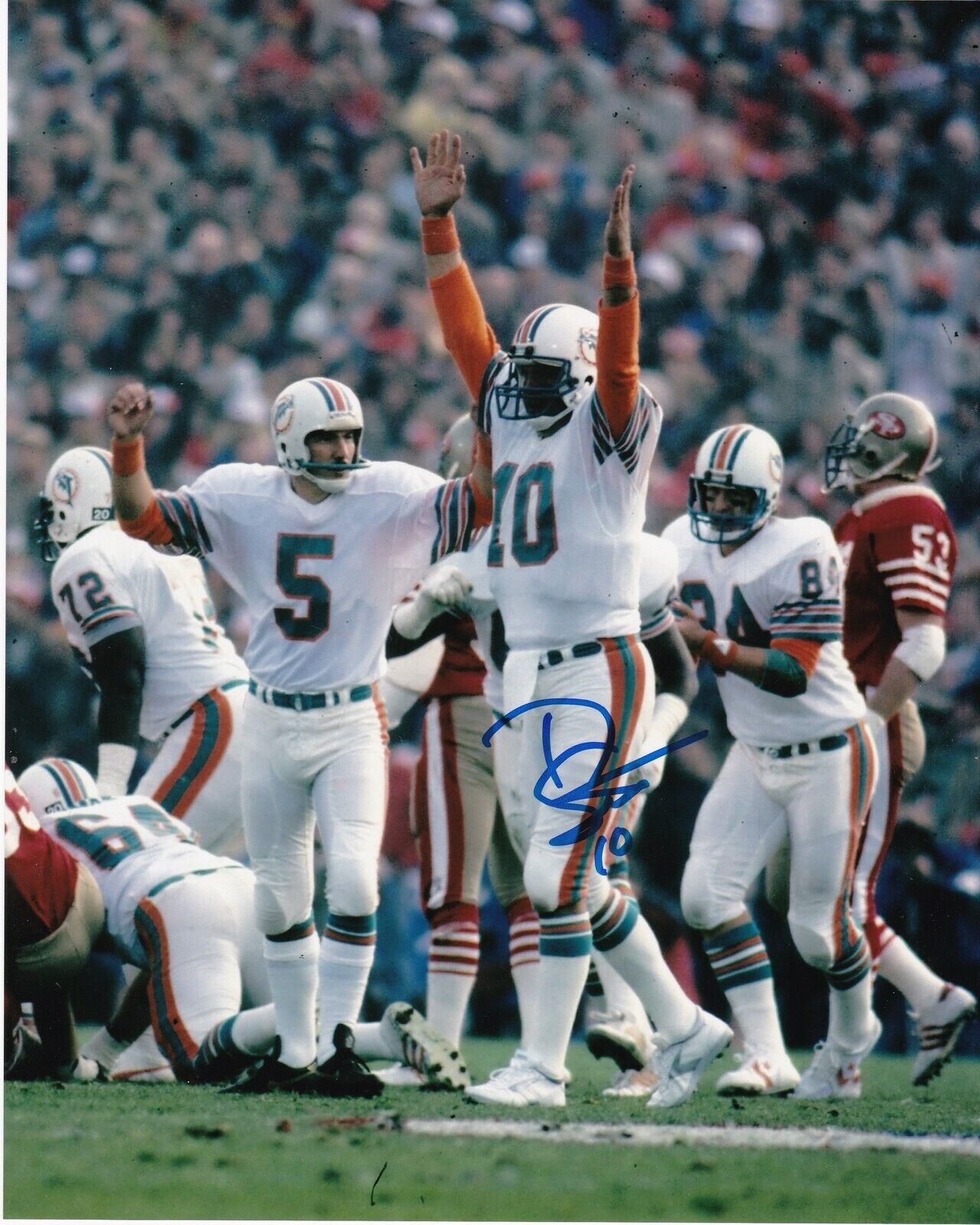 DON STROCK MIAMI DOLPHINS ACTION SIGNED 8x10