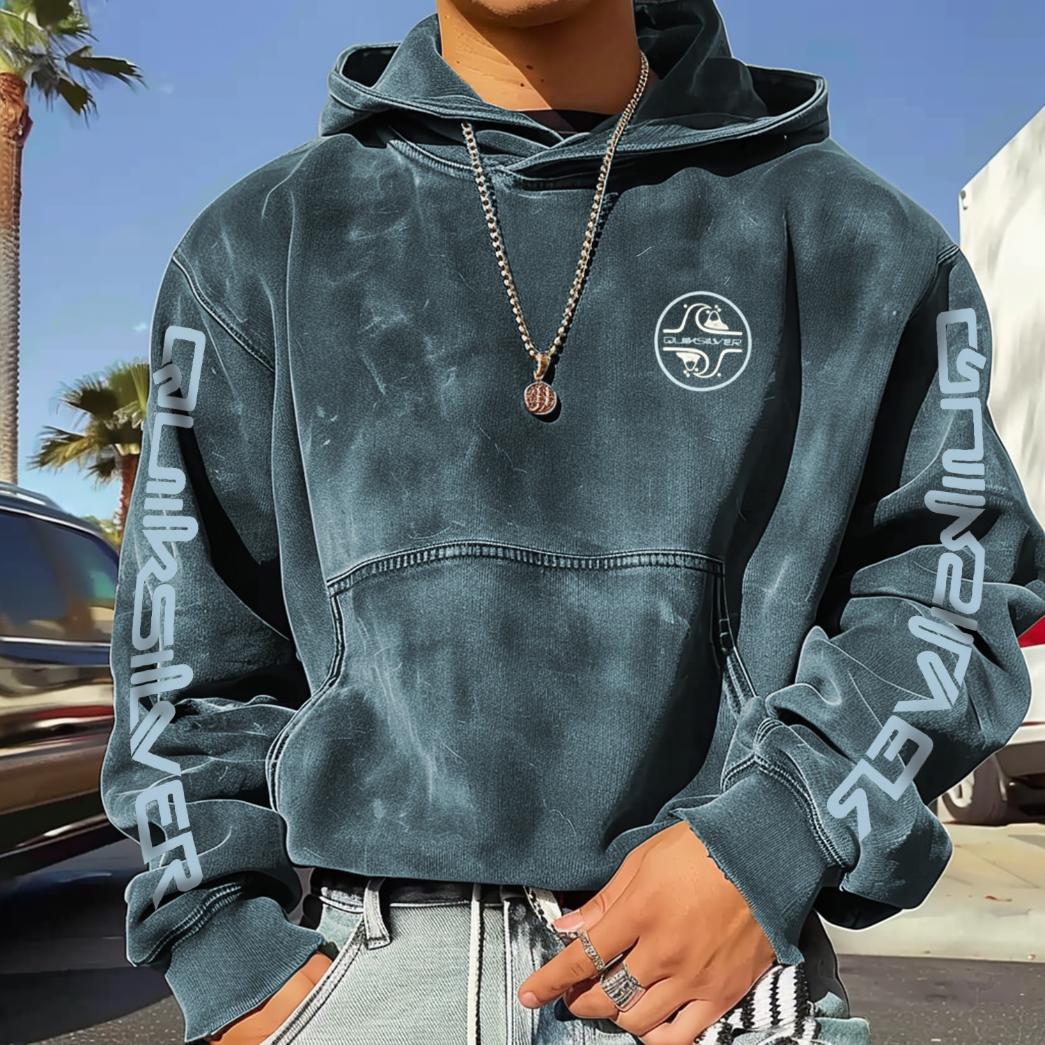 Vintage Casual Branded Print Hoodie