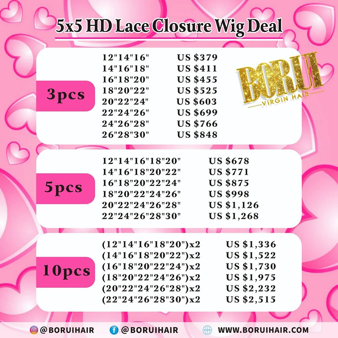 【5*5 HD Lace】12A Closure Glueless Wig Wholesale Deals  | Mix Textures | Free Shipping