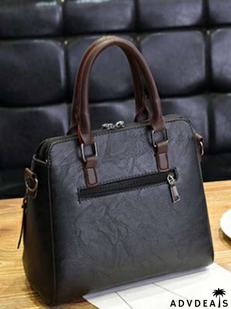 Zip Front Square Bag With Bag Charm