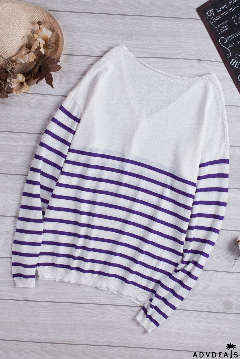 Striped V Neck Sweater