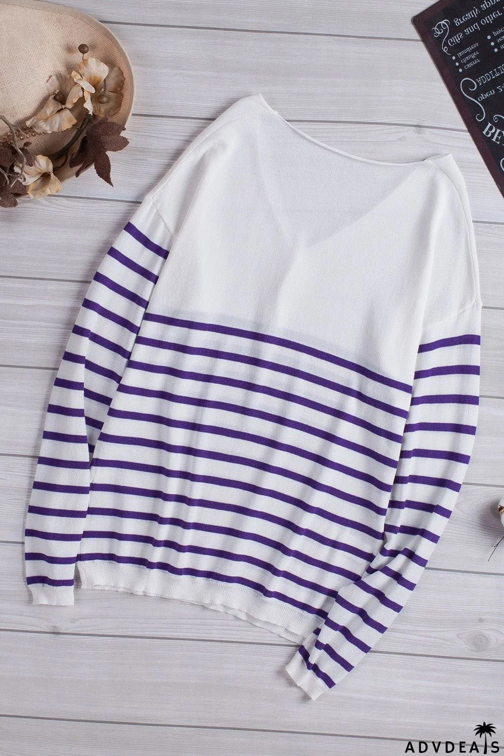 Striped V Neck Sweater