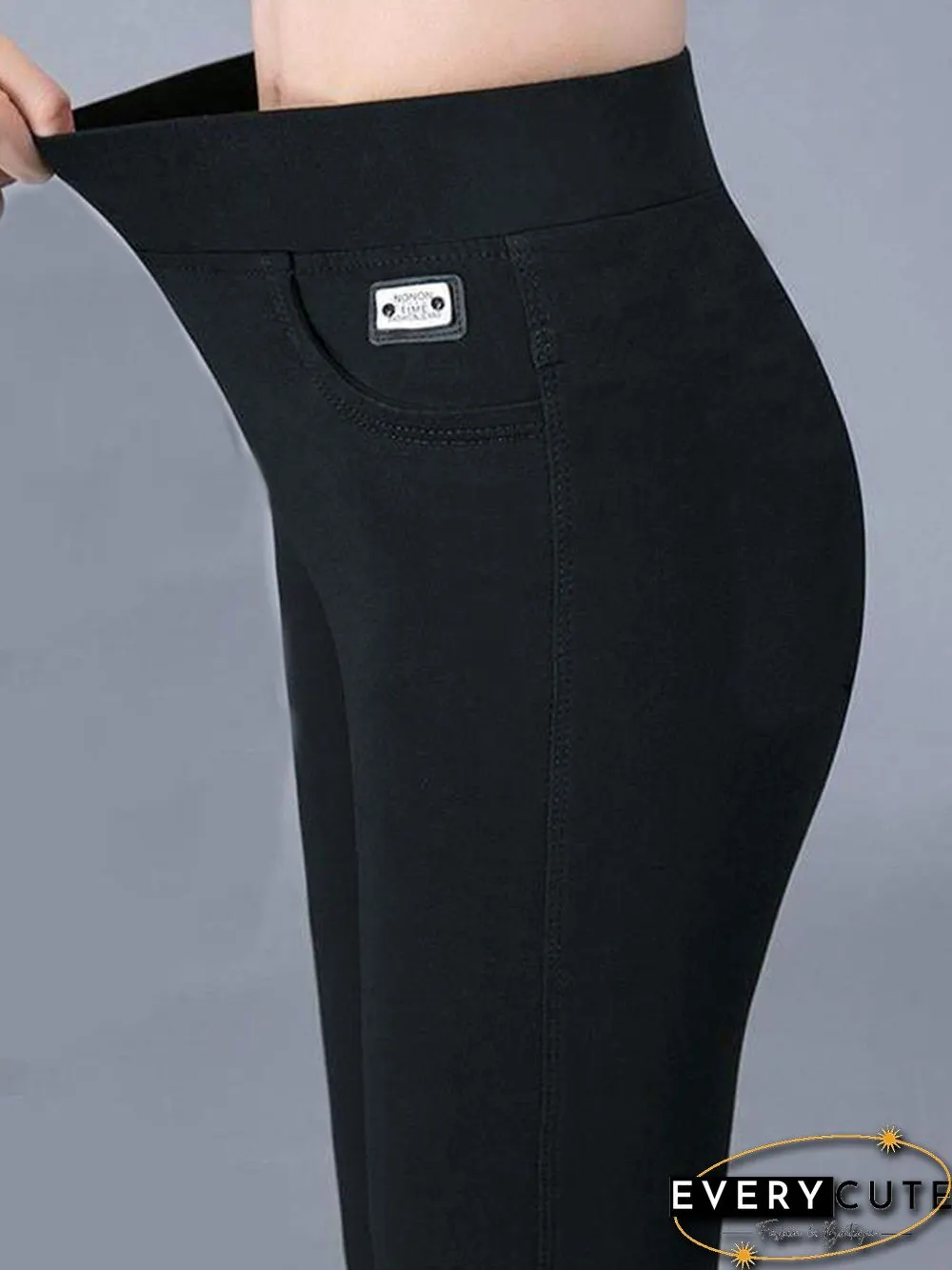 Causal plain autumn jersey mid waist standard slim fit pants long regular size legging