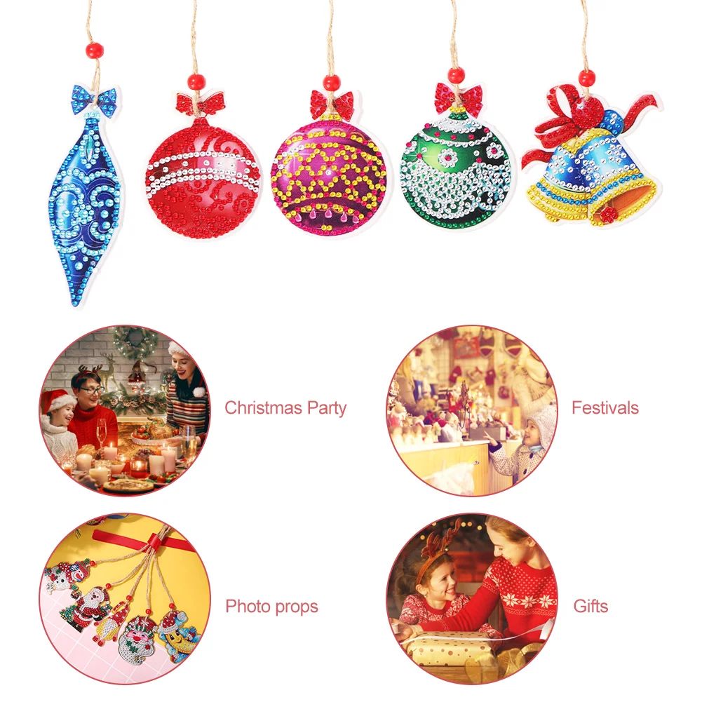 5pcs DIY Diamond Painting Xmas Trees Pendant(Double Sided)