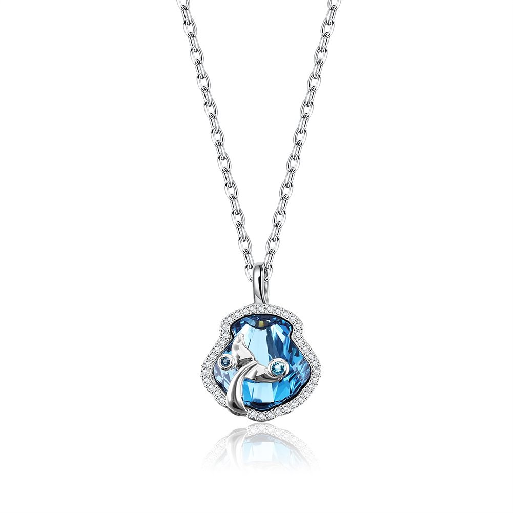 Austrian Crystal Necklace French Exquisite Whale Tail Pendant for Women