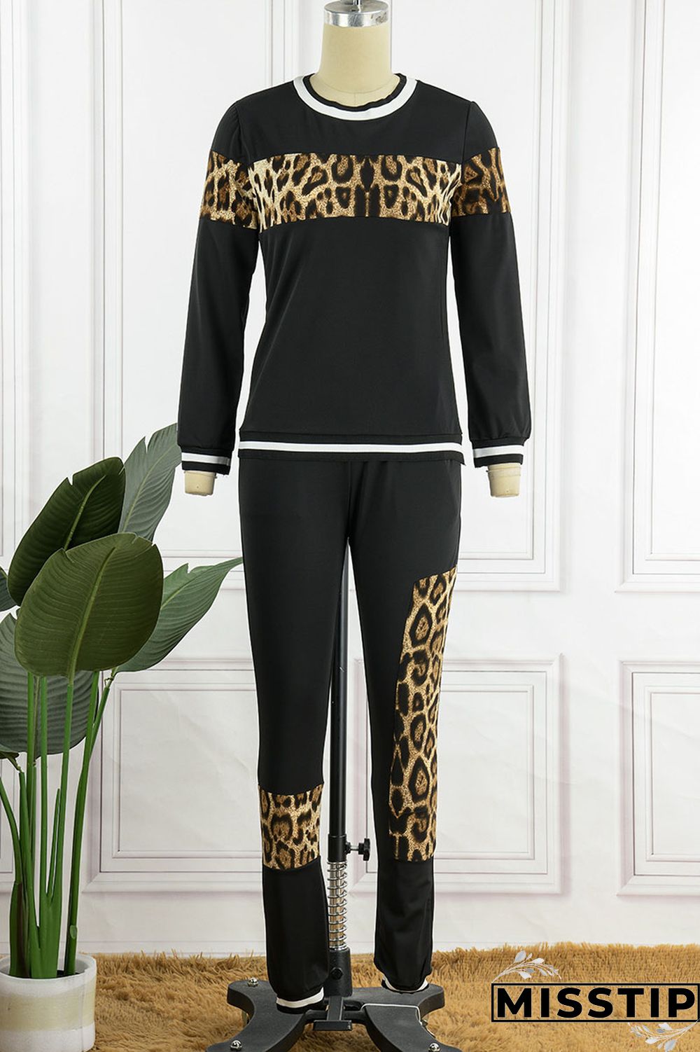 Blue Casual Print Patchwork O Neck Long Sleeve Two Pieces