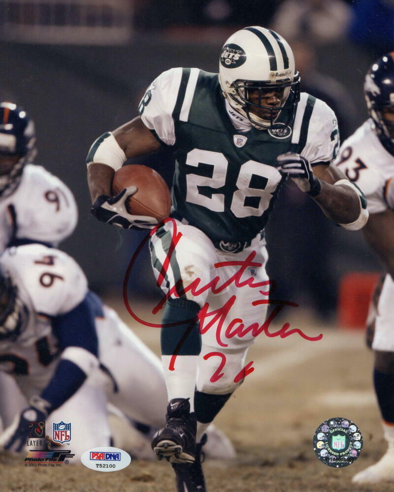 CURTIS MARTIN SIGNED AUTOGRAPH 8x10 Photo Poster painting - NEW YORK JETS FOOTBALL HOF, RARE PSA