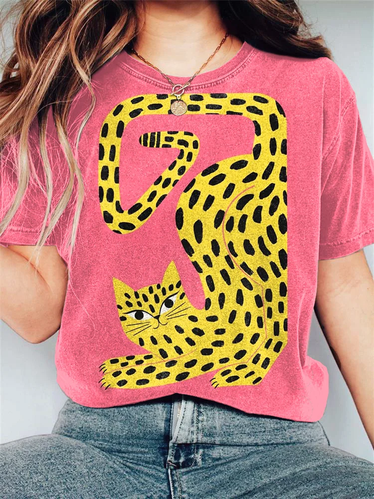 Cute Cat Pattern Short Sleeve T-Shirt