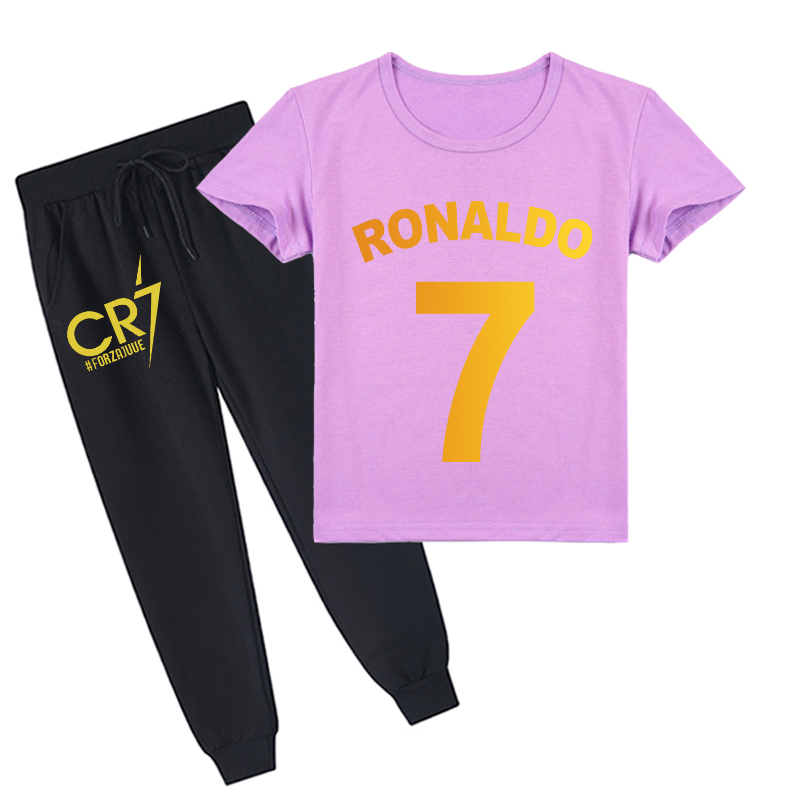 Mayoulove Cristiano Ronaldo Kids Short Sleeve T-Shirt Set for Boys  Girls - Trending Soccer Apparel-Mayoulove