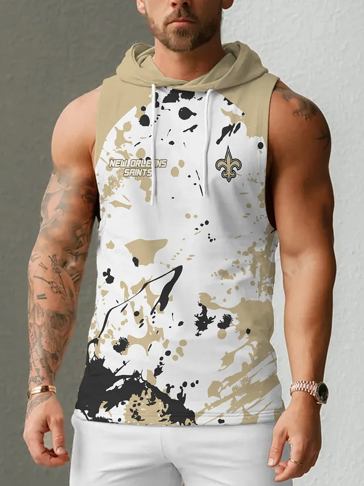 New Orleans Saints Men's  Casual Comfy Sleeveless Hooded Tank Top