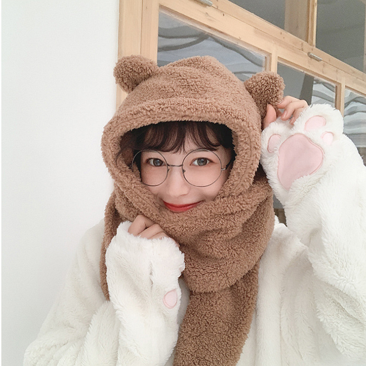 Bear Ears Winter Scarf Hat / Jennie - Blackpink - Gotamochi Kawaii Shop, Kawaii Clothes