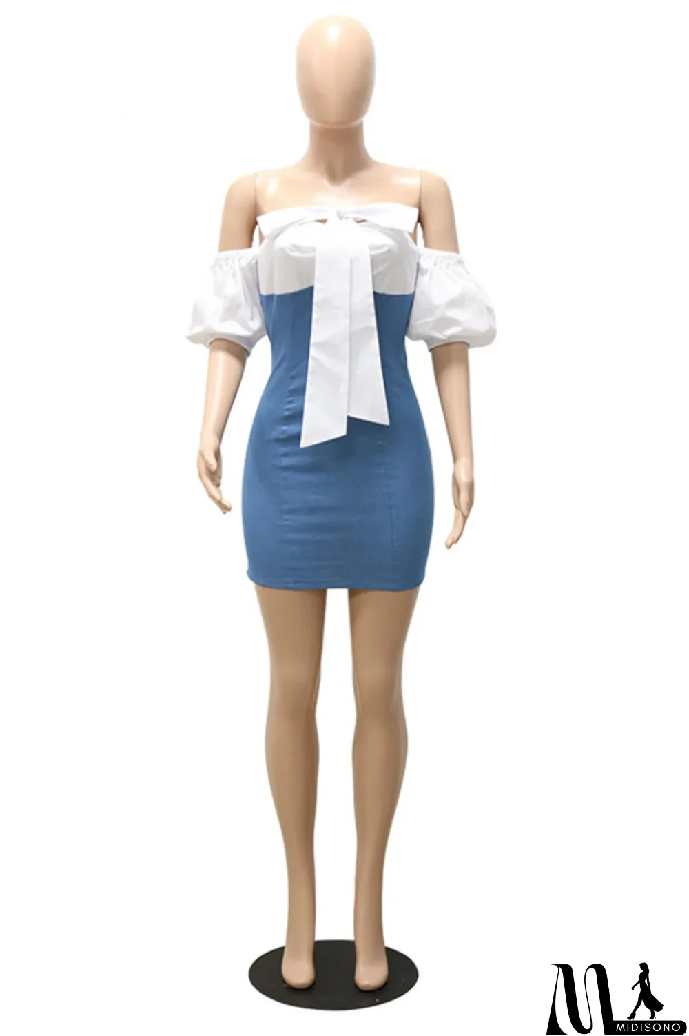 MidiSono - Black Fashion Sexy Casual Solid Bandage Split Joint Backless Short Sleeve Dress