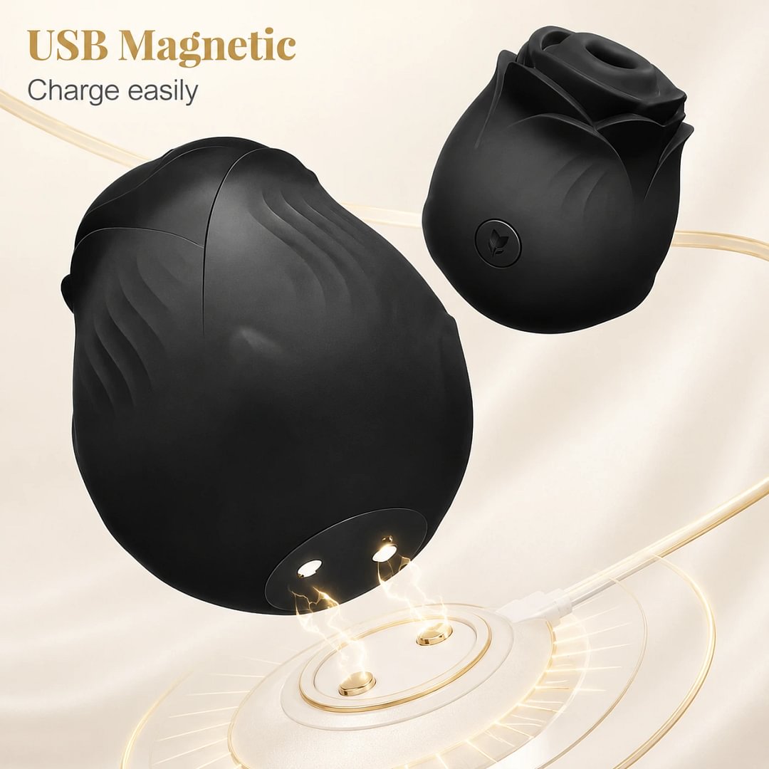 Black Amora Rose Clit Suction Massager