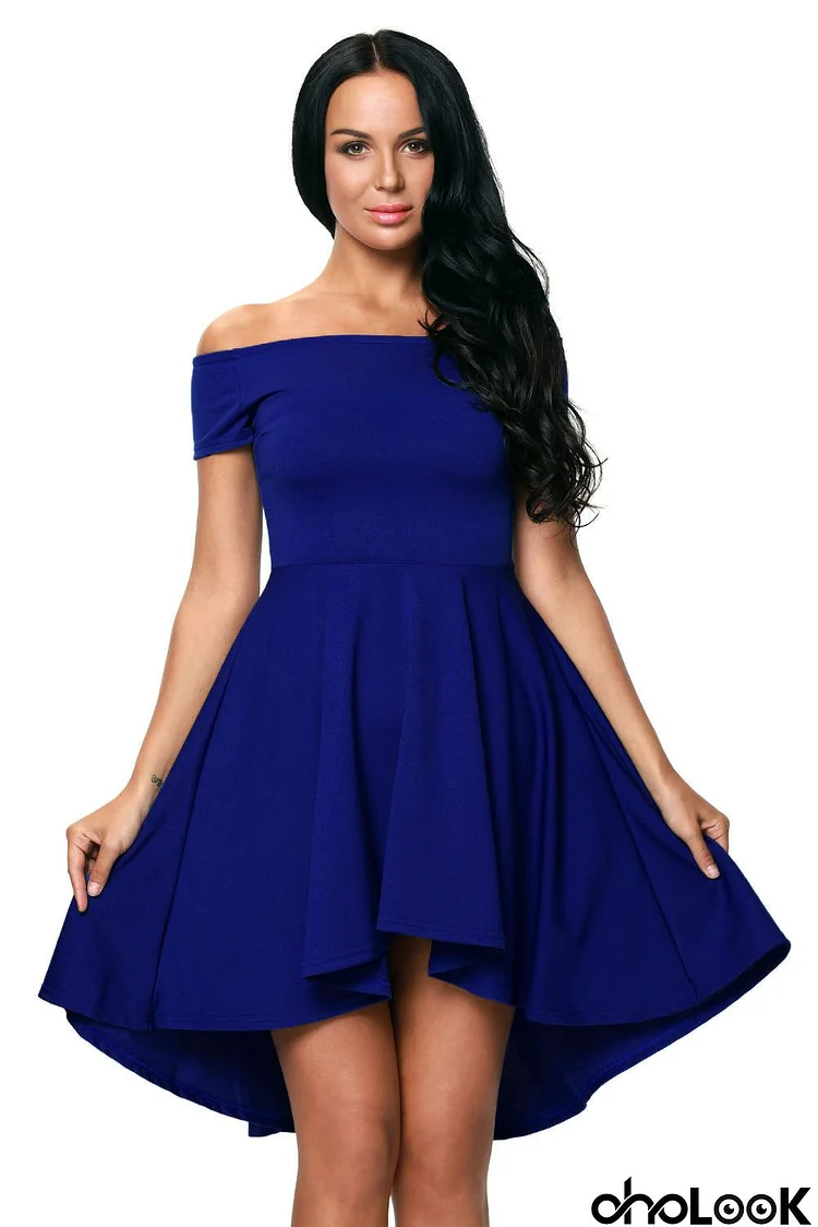 ModeShe Blue All The Rage Skater High Low Cocktail Dress