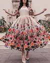 Women's Short Sleeve Mesh Flower Embroidery Dress