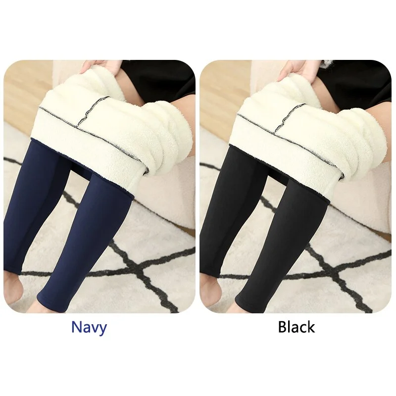 CHRLEISURE Winter Warm Pants Women 2 Pcs Velvet Thick Legging High Waist Push Up Elastic Sports Pants Warmth Lamb Wool Pants