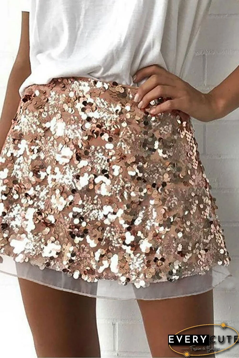 Apricot Bling Bling Shiny Party Skirt