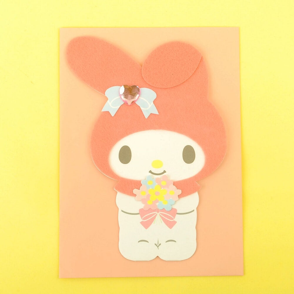 My Melody D-Cut Birthday Card Flowers Pink 1PC A Cute Shop - Inspired by You For The Cute Soul 