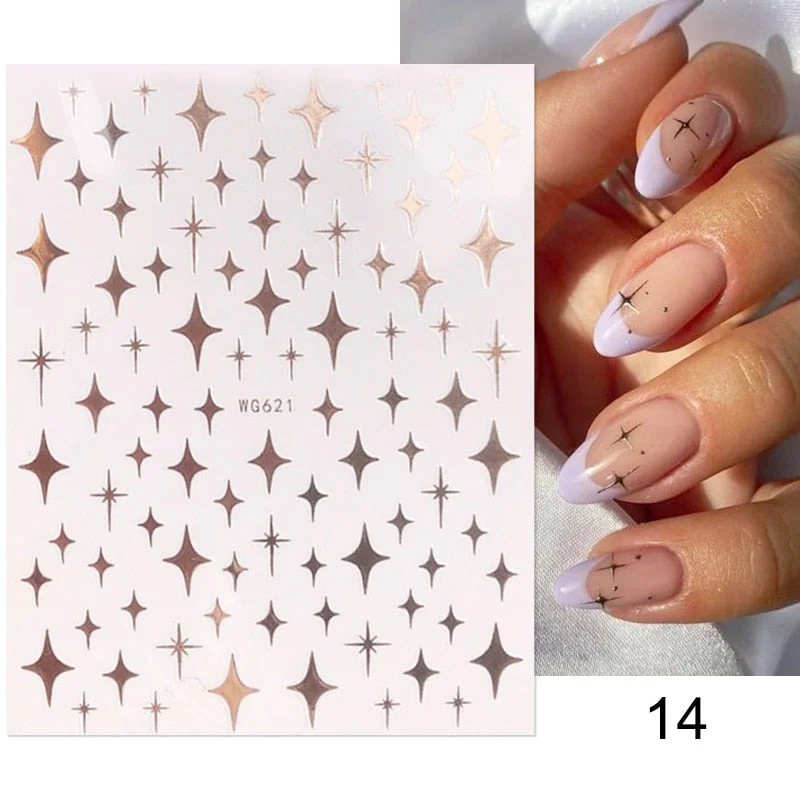 3D Glitter French Stickers On Nails Silver Powder White Hypotenuse Edge Nail Art Decals Sliders Shiny Adhesive Sliders Manicures