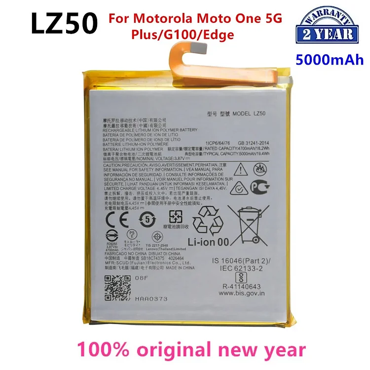 100% Original  LZ50 5000mAh Battery For Motorola Moto One 5G Plus/G100/Edge  Phone Batteries