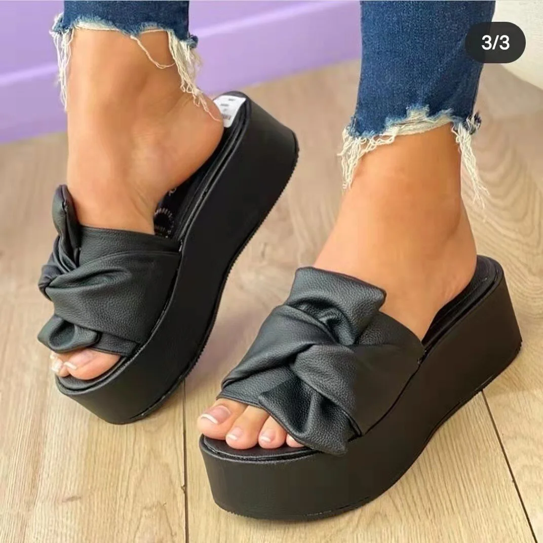 Canrulo Summer Platform Sandals for Women Fashion Casual Hemp Wedges Slippers Thick Sole Open Toe Outdoor Beach Woman Walking Shoes