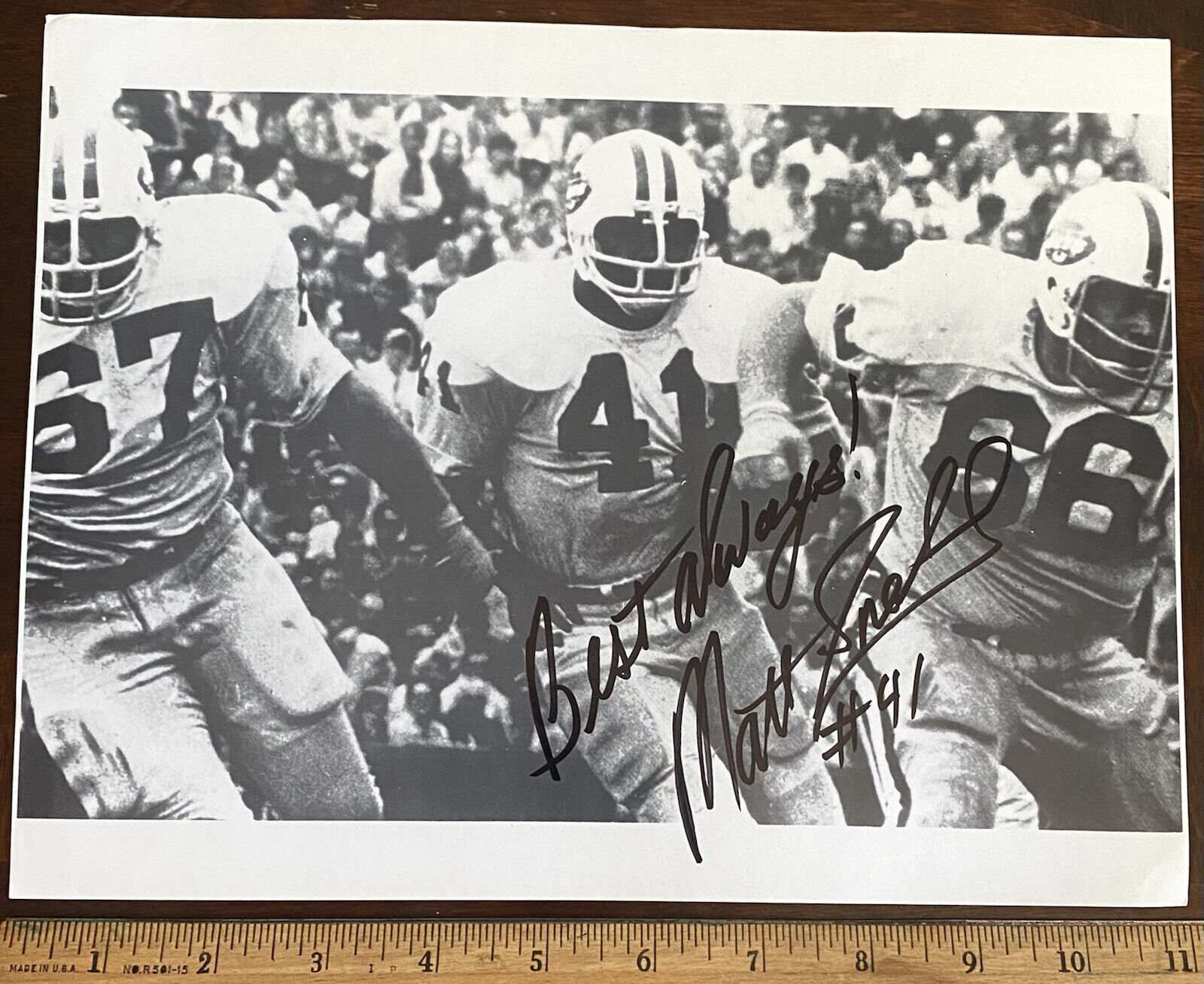 New York Jets Ohio State star Matt Snell Signed 8x10 B&W Photo Poster painting Todd Mueller COA