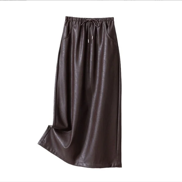 New leather skirt one-step skirt casual all-match skirt mid-length skirt fashionable skirt