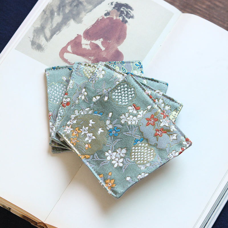 Chinese Brocade Heat Proof Coaster Fabric Non-Slip Cotton Handmade Water Absorbent Coaster