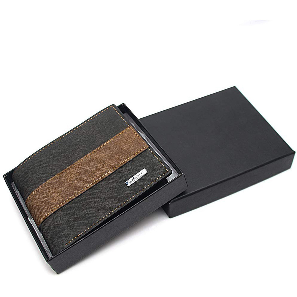 

Men Trifold Mini Wallet Multi-slots PU Purse Money Card Bags (Black), 501 Original