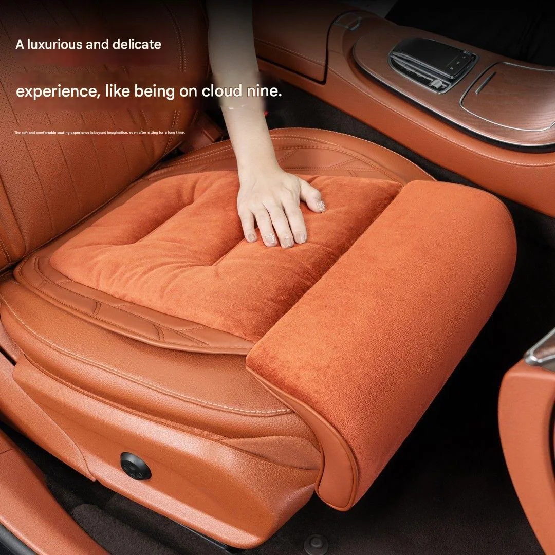 Car flannel extended leg rest seat cushion premium feel warm car seat mat