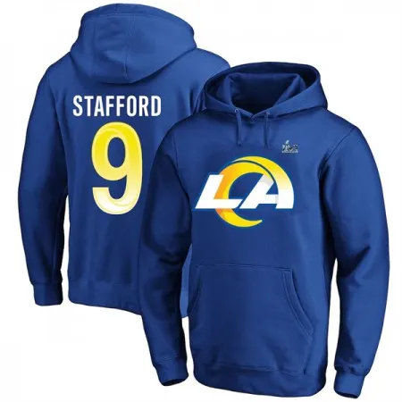 Men's Los Angeles Rams #9 Matthew Stafford 2022 Royal Super Bowl LVI Champions Pullover Hoodie XOVV