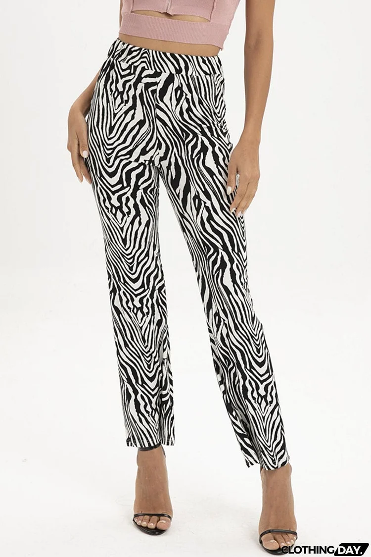 Zebra Print Straight Leg Pants