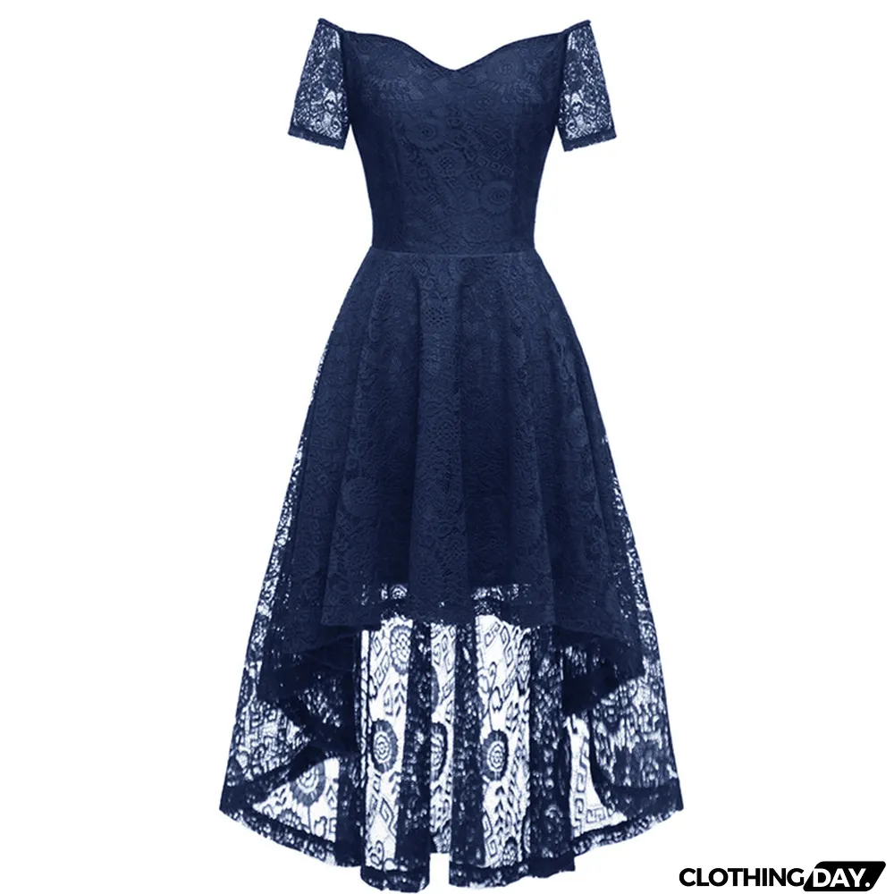 Women Sexy Elegant Off Shoulder lace Short Sleeve Mermaid Dress