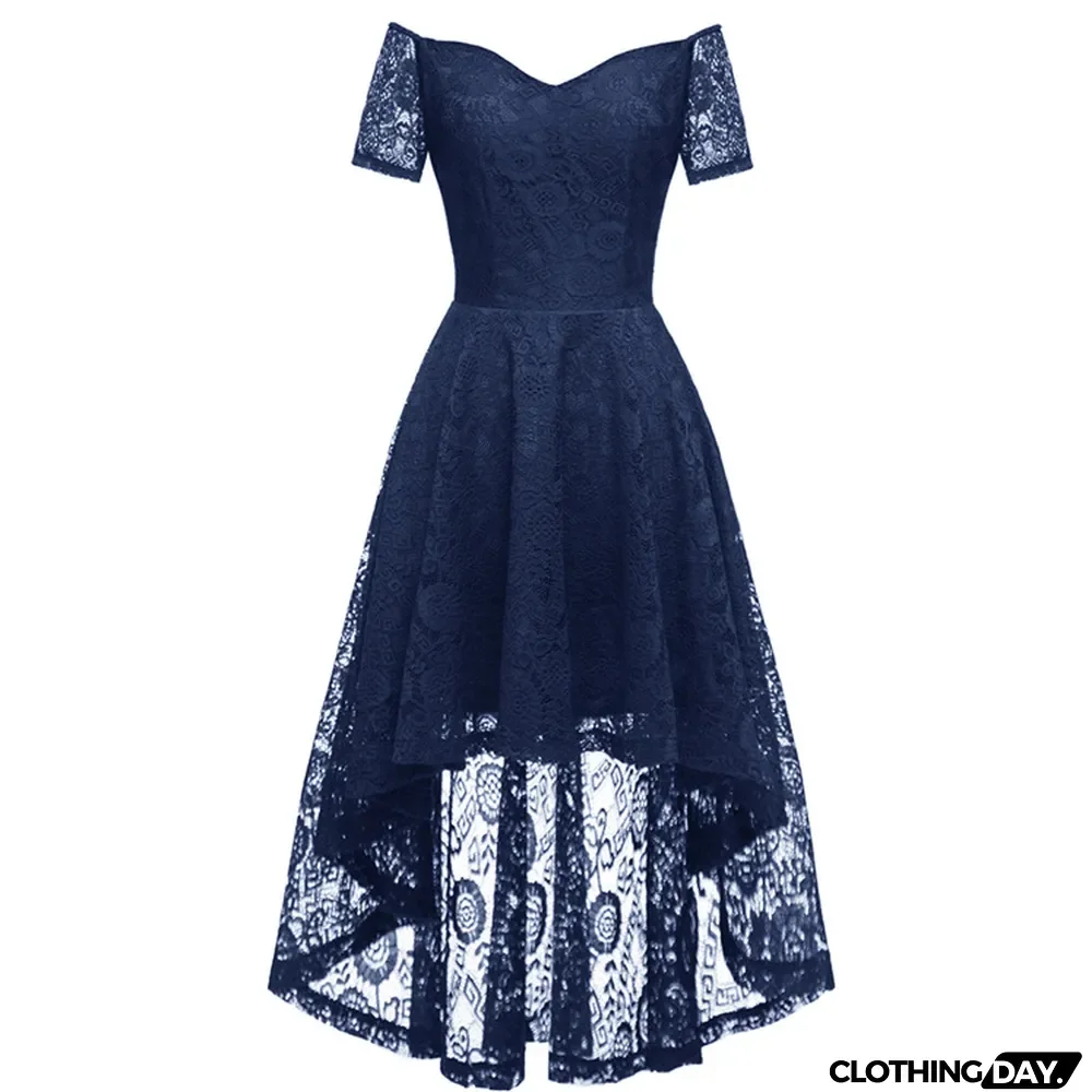 Women Sexy Elegant Off Shoulder lace Short Sleeve Mermaid Dress