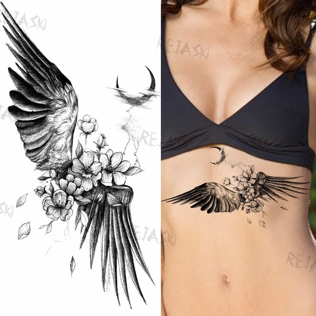 Sexy Snake Flower Fake Temporary Tattoo For Women Black Sunflower Tattoos Bloosom Big Daisy Camellia Water Transfer Tatoos Legs