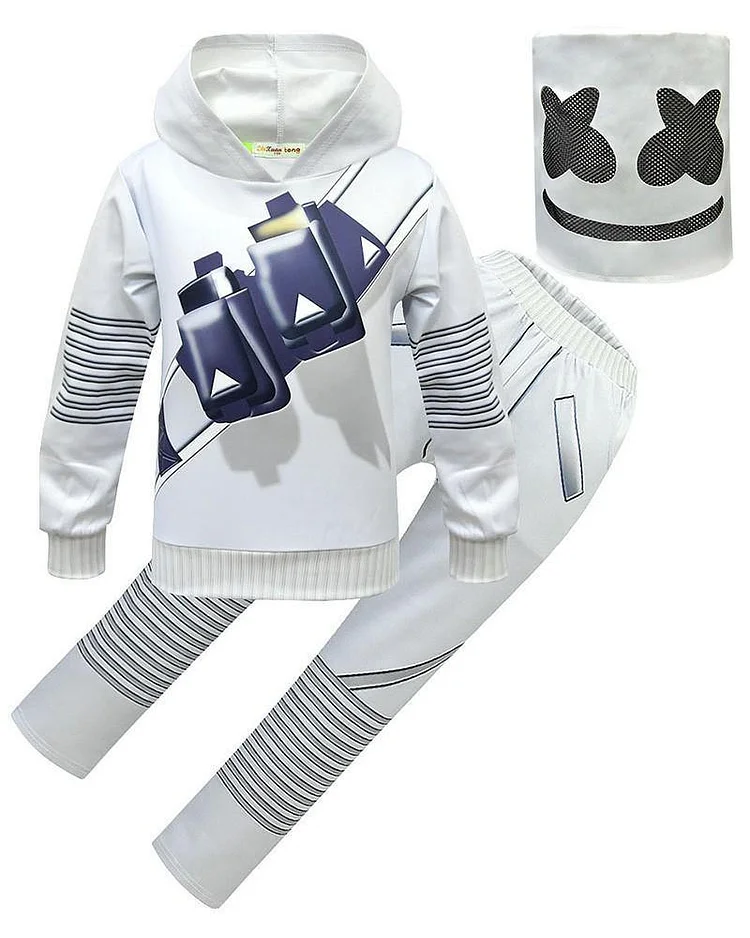 DJ Marshmello 3-12 Years Boys Hoodie Pullover Suit Cosplay Costume-Mayoulove