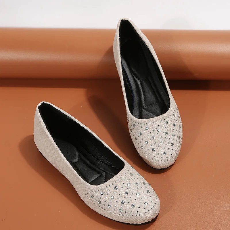 Churchf Churchf Large Size Round Head Casual Single Shoes 2023 New Fashion Middle Diamond Flat Work Beans Single Shoes