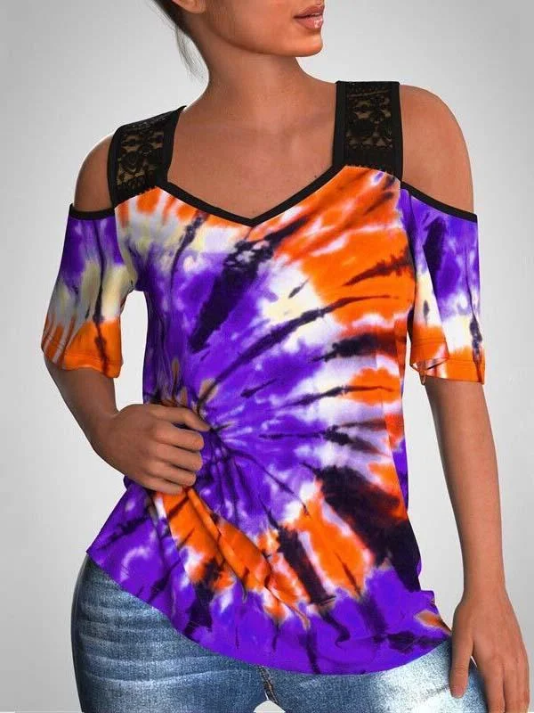 Women Half Sleeve V-neck Solid Color Dress