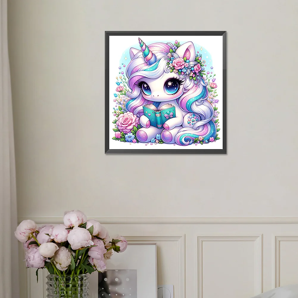 Diamond Painting - Full Square Drill - Read Unicorn(Canvas|35*35cm)