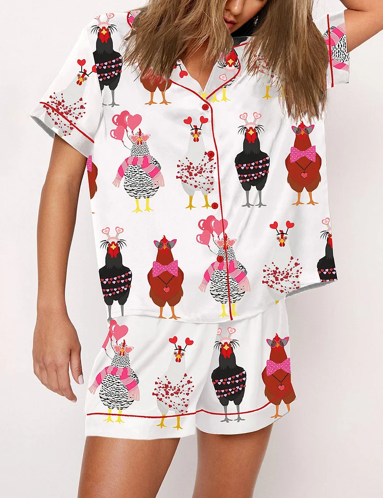 Women's Chicken Valentine Pajama Set