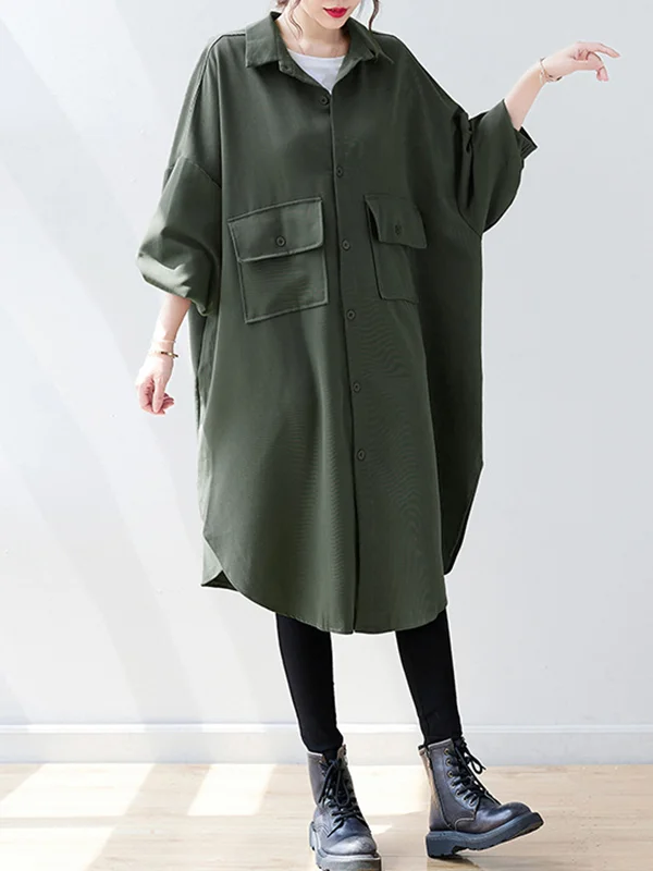 Casual Roomy Irregularity Pure Color Lapel Collar Outerwear