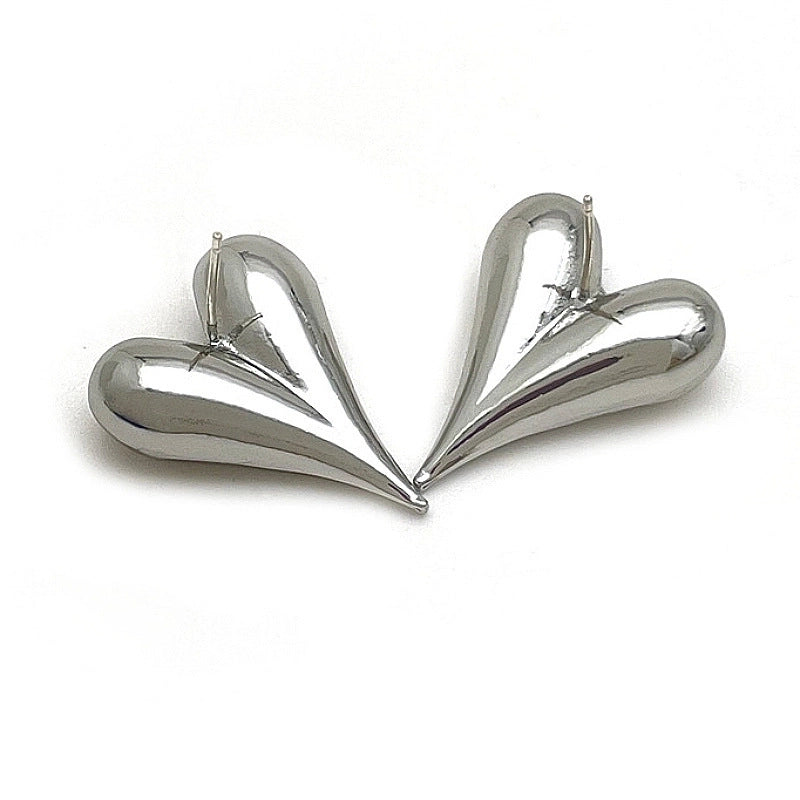 Titanium Steel Love Earrings Vacuum Plating Gold Simple Fashion Niche Design Women’s Water Drop Heart-shaped Earrings