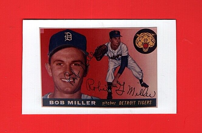 1955 BOB MILLER-DETROIT TIGERS AUTOGRAPHED COLOR SEMI-GLOSS Photo Poster painting ON 3X5