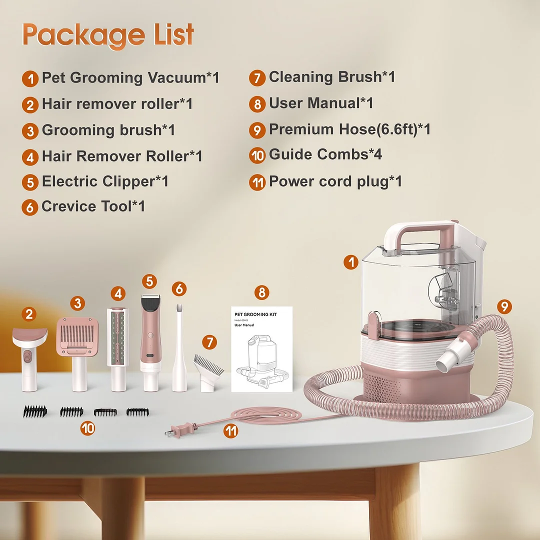 BEBANG Dog Grooming Kit,Pet Hair Vacuum,Dog Grooming & Low Noise Hair Vacuum,Pet Grooming Tools for Dogs Cats and Other Animals