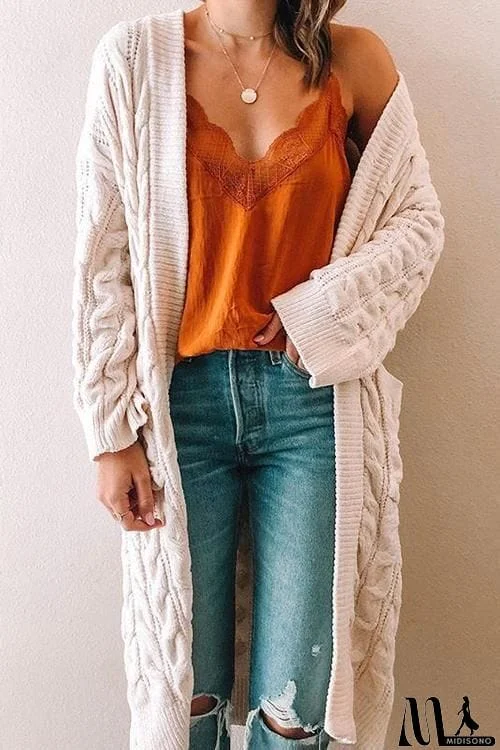 Twist Knit Pockets Cardigan